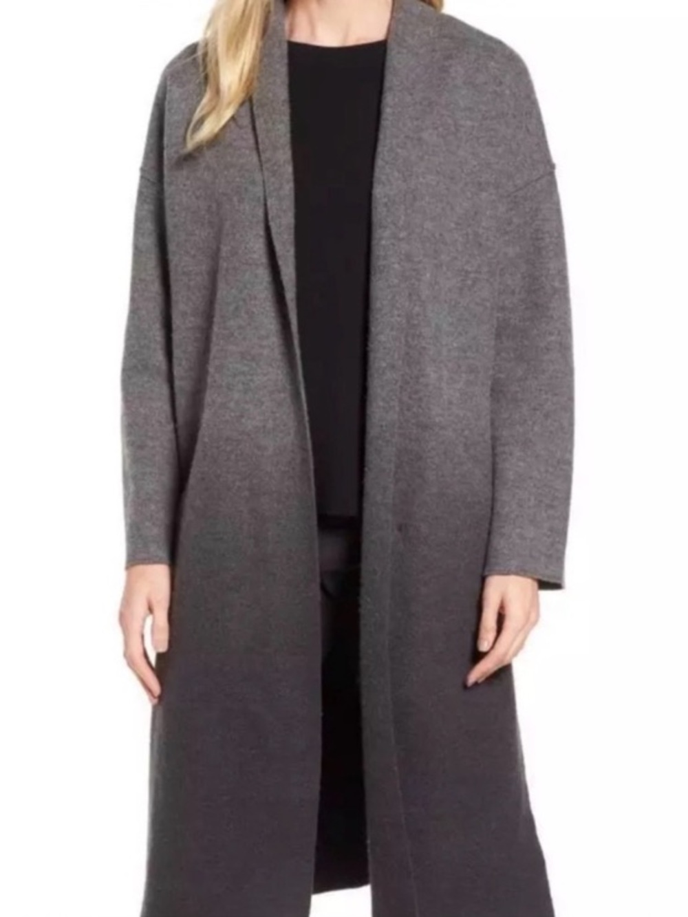 Eileen Fisher Ombré Boiled Wool Kimono Long Coat